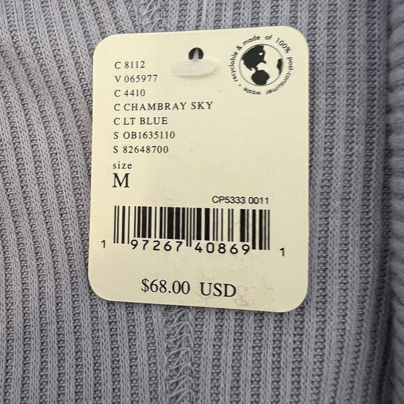 Free People Hold Me Close Deep Surplice V-Neck Long Sleeve Pullover Size M Blue - Picture 7 of 8